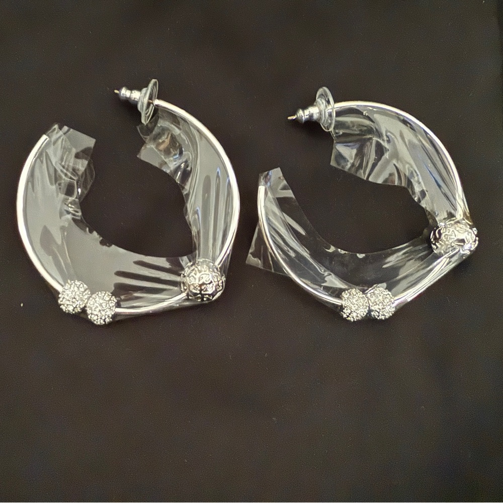 Swarovski Silver Crystal Hoop Earrings